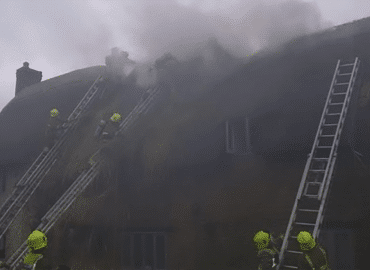 Thatch roof fire
