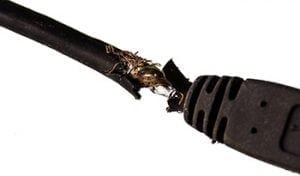 Frayed electrical cable