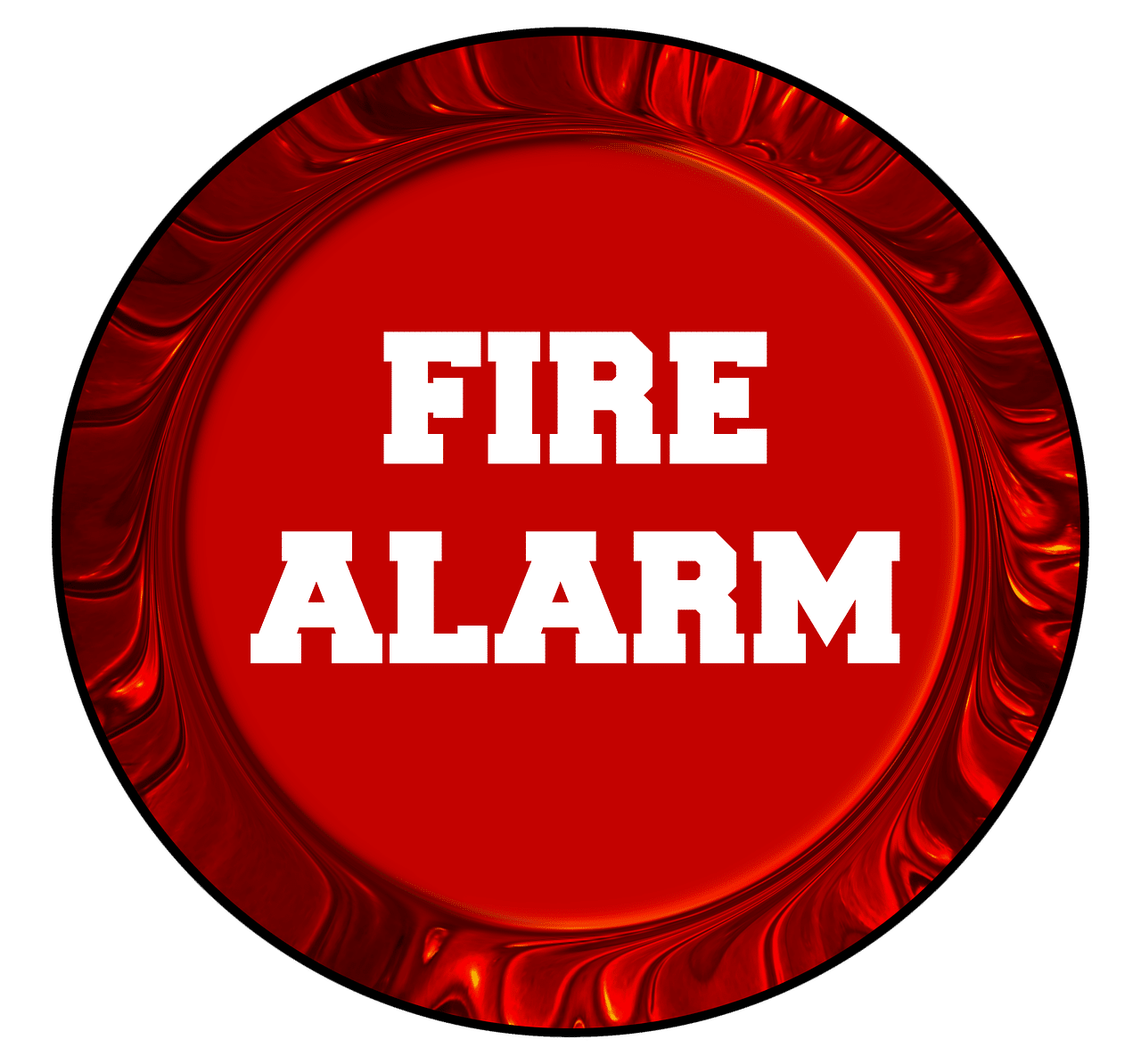 Fire Alarm text in red circle