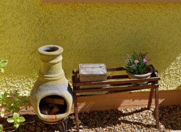 chiminea in garden