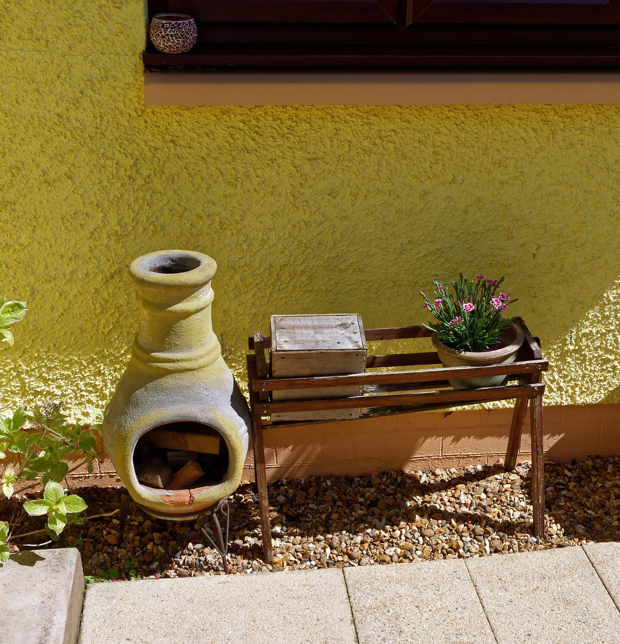 chiminea in garden