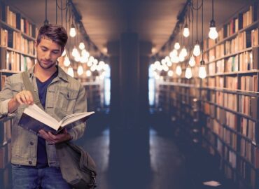 Student in library