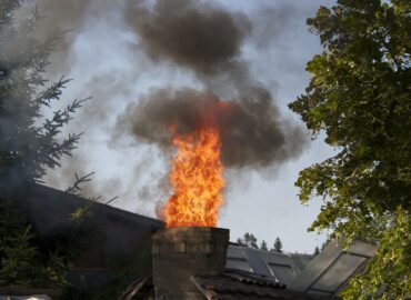 chimney fire in building