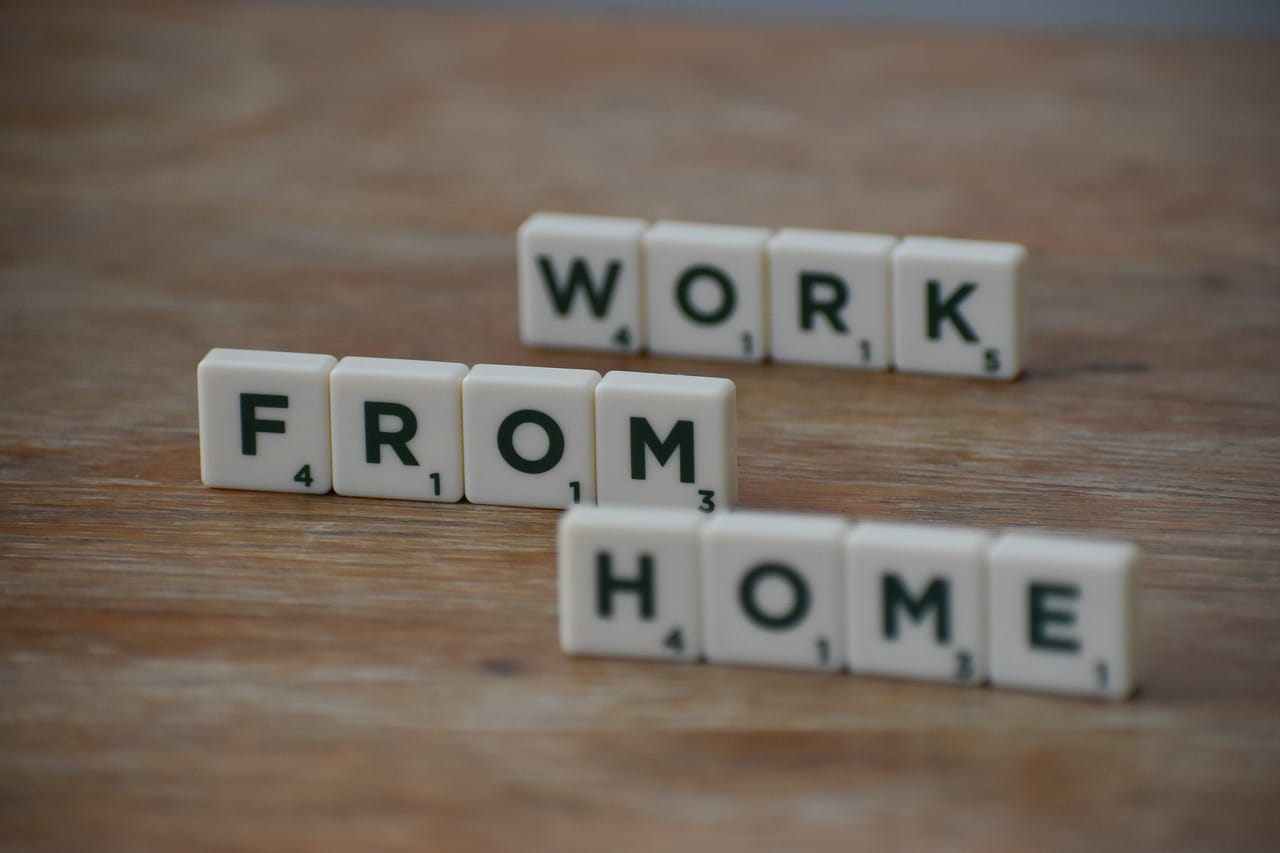 work from home spelled out in scrabble letters
